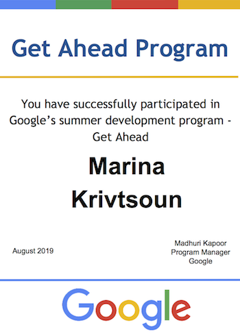 Google certificate screenshot
